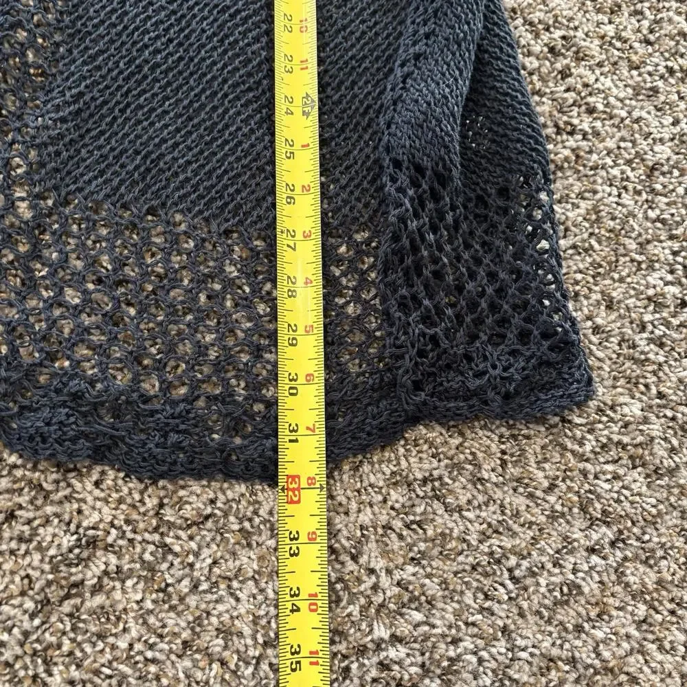 Lucky Brand Duster XS Dark Navy Blue Crochet Open Front - Picture 6 of 10